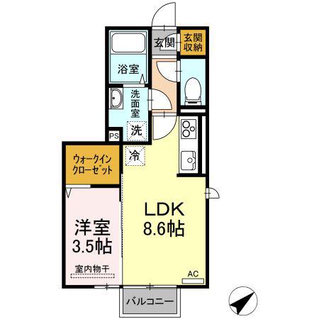 ブライトホープ B(1LDK/2階)の間取り写真