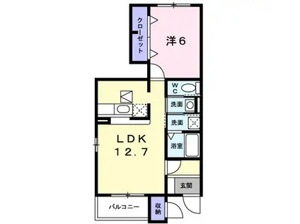 セレノ新白河II(1LDK/1階)の間取り写真