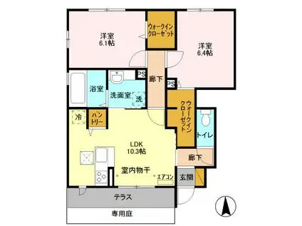 FANTASTIQUE ESPACE (2LDK/1階)の間取り写真