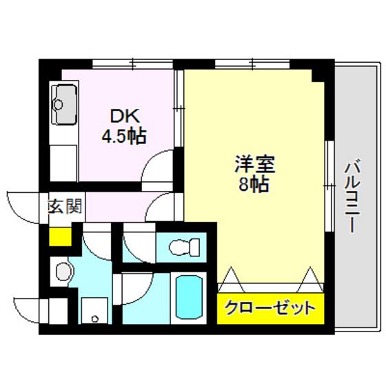 森のコート綿貫(1DK/2階)の間取り写真