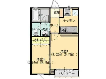 エメラルド南矢島(1LK/2階)の間取り写真