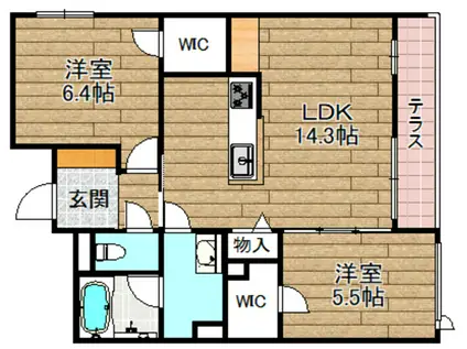 シャーメゾン エヌーノ(2LDK/1階)の間取り写真
