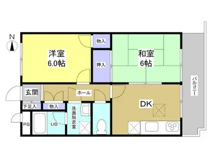 ミラクル西塚(2DK/2階)の間取り写真