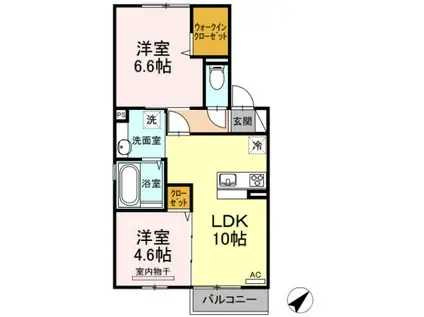 サザンコースト天神(2LDK/2階)の間取り写真