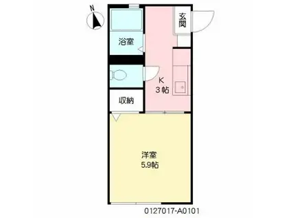 ジュネスコートA棟(1K/1階)の間取り写真