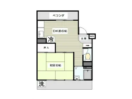 ハイツ葵(1DK/3階)の間取り写真