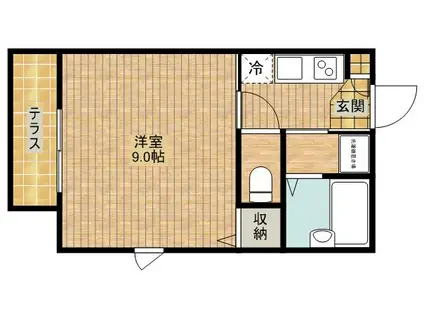 カーサフォンテ(1K/1階)の間取り写真