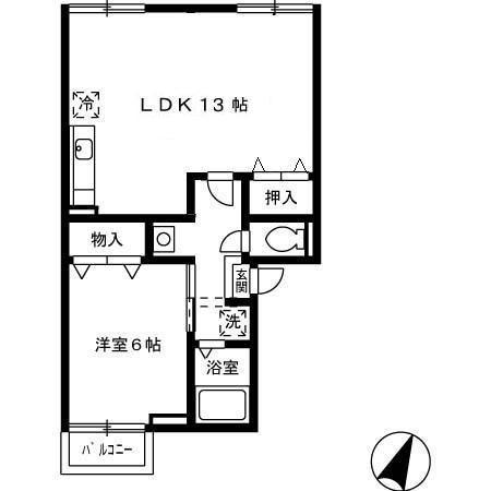 ヴェルドミール(1LDK/1階)の間取り写真