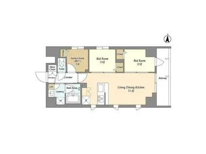 グランエール森下ウエスト(2SLDK/6階)の間取り写真