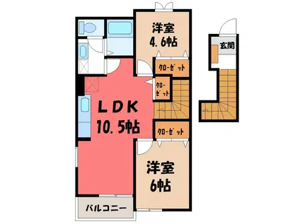 ラフィネ・メゾン(2LDK/2階)の間取り写真