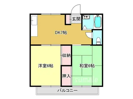 グローバルハウス(2DK/2階)の間取り写真