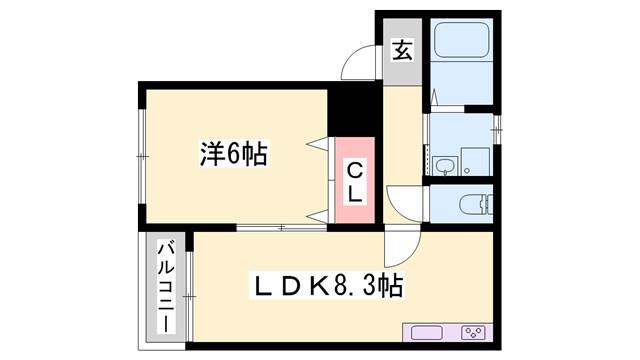 アガサント(1LDK/1階)の間取り写真