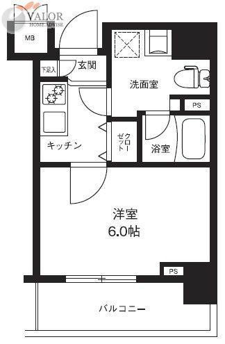 メインステージ横濱ポートサイド(1K/2階)の間取り写真