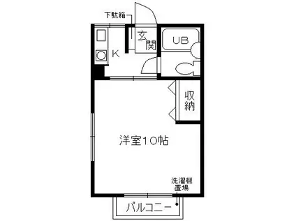 クリンピアY(1K/2階)の間取り写真