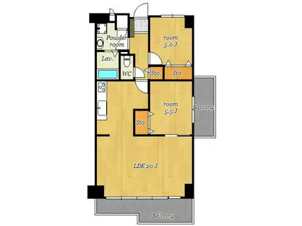 グリーンコーポ熊本(2LDK/13階)の間取り写真