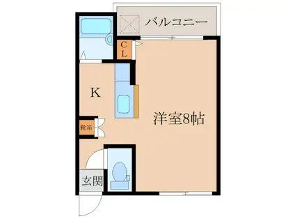 エスポワール華(ワンルーム/2階)の間取り写真