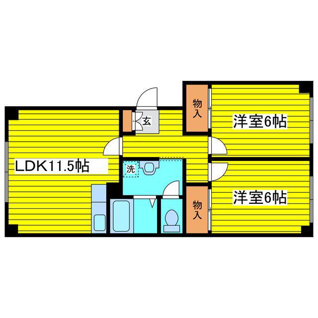 アルファコスモ伏古公園(2LDK/3階)の間取り写真