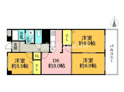 MMビル(3DK/3階)の間取り写真
