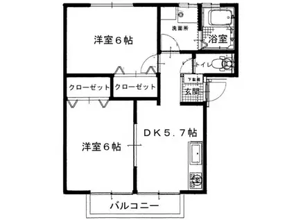 サンガーデン小岩原1号地(2DK/1階)の間取り写真