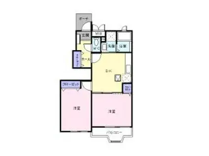 グランデカメリア山の手V(2DK/1階)の間取り写真