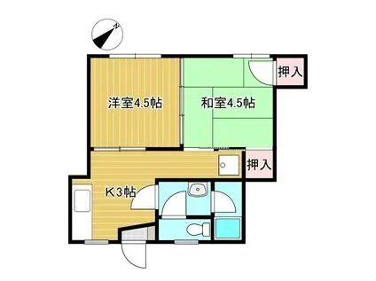 魚の町七福ビル(2K/5階)の間取り写真