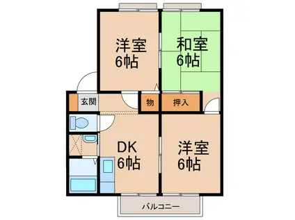 メゾンドール小木(3DK/1階)の間取り写真