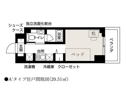 グリーンパティオ野田II(1K/2階)の間取り写真