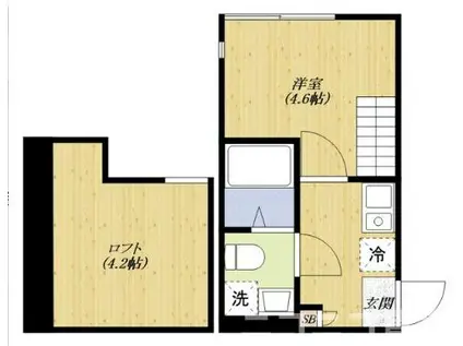 ハーモニーテラス東伊興II(1K/2階)の間取り写真