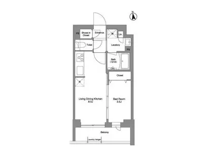 コンフォリア戸越公園(1LDK/4階)の間取り写真