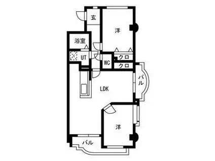 グランディール(2LDK/2階)の間取り写真