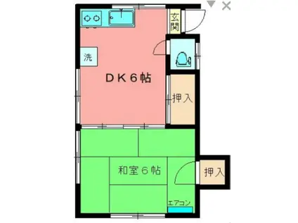 小堀荘(1DK/2階)の間取り写真