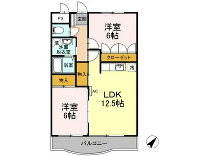 レジデンス山崎(2LDK/3階)の間取り写真