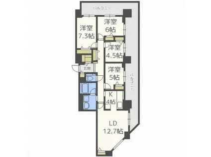 プレミスト琴似スカイクロスタワー(4LDK/12階)の間取り写真