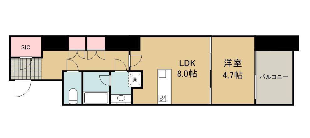 シーズンフラッツ上杉(1LDK/5階)の間取り写真