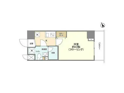 メインテラス上野(1K/8階)の間取り写真