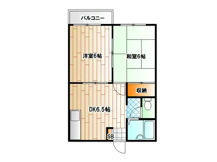 ティエムハイツ(2DK/1階)の間取り写真