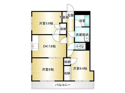 リバーサイド片島(3DK/1階)の間取り写真