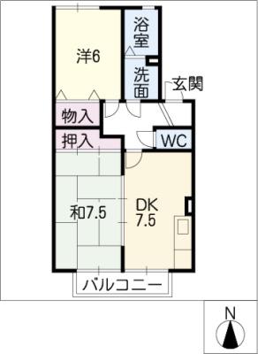 エスポワールマキ(2DK/2階)の間取り写真