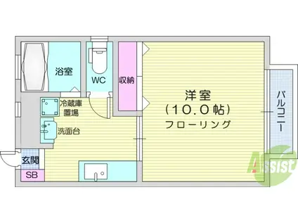 マリーナハウス(1DK/2階)の間取り写真