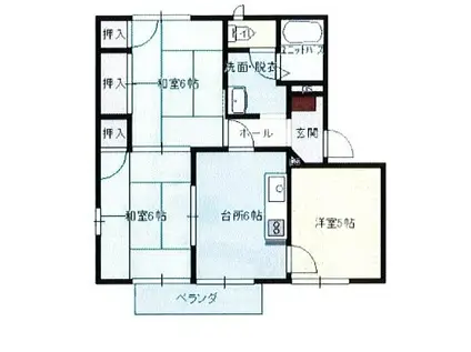 ラフォーレ若松(3DK/1階)の間取り写真