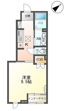 オアシス(1K/1階)の間取り写真