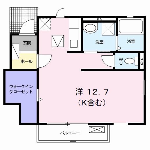 ハーモニーガーデン小文字II(ワンルーム/1階)の間取り写真