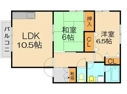 プロムナードIII(2LDK/1階)の間取り写真