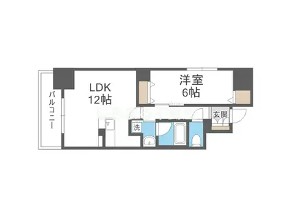 レジュールアッシュ谷町四丁目グランクラス(1LDK/10階)の間取り写真