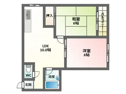 コーポ中野(2DK/5階)の間取り写真