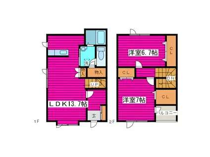 セレーサB(2LDK/1階)の間取り写真