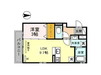 フルーレ(1LDK/2階)の間取り写真