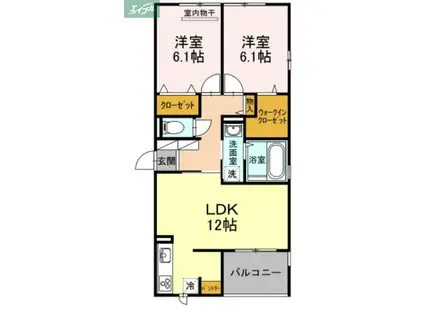 カーサ・寿A棟(2LDK/3階)の間取り写真