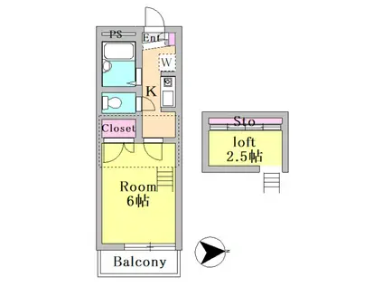 ビューティフルハイツB(1K/1階)の間取り写真