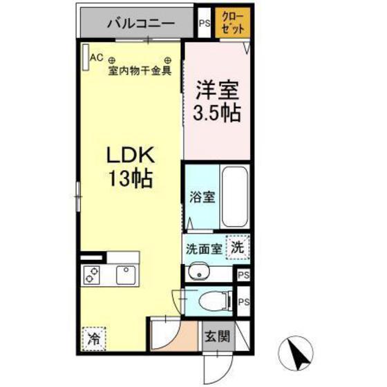 CASAニックスIV(1LDK/1階)の間取り写真